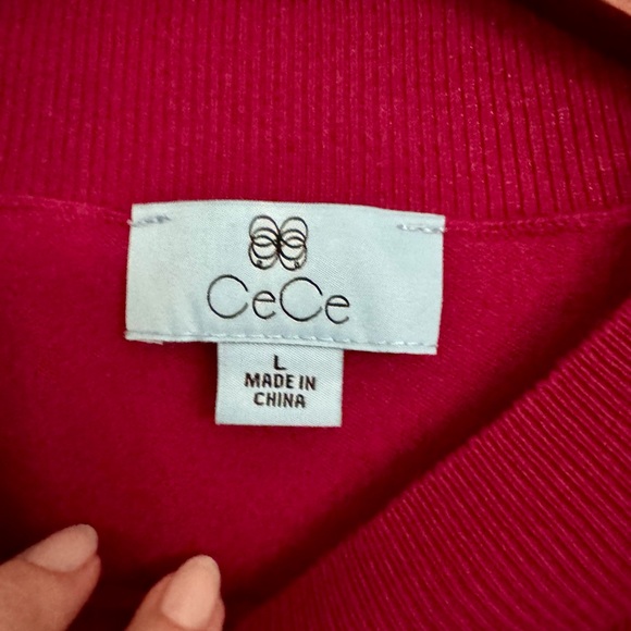 CeCe Cotton Sweater Long Chiffon Swiss Dot Sleeves - Picture 5 of 6